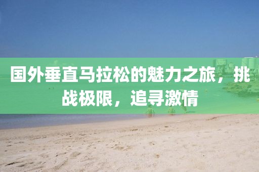 国外垂直马拉松的魅力之旅，挑战极限，追寻激情