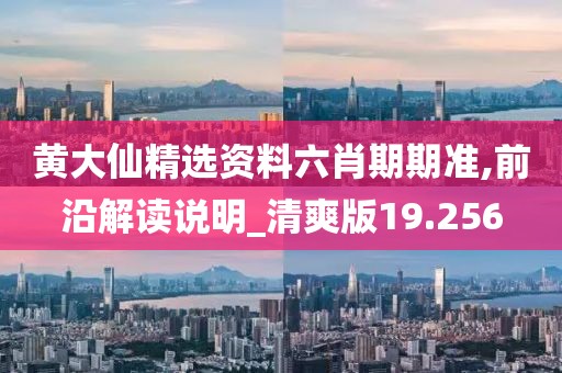 黄大仙精选资料六肖期期准,前沿解读说明_清爽版19.256